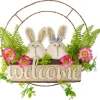 Wreaths-Kirkland's Home Cheerful Bunny Welcome Easter Wreath White/Green/Pink