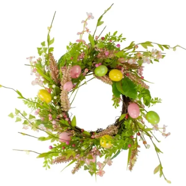 Wreaths-Kirkland's Home Cheerful Colored Eggs Easter Wreath Yellow/Green/Pink