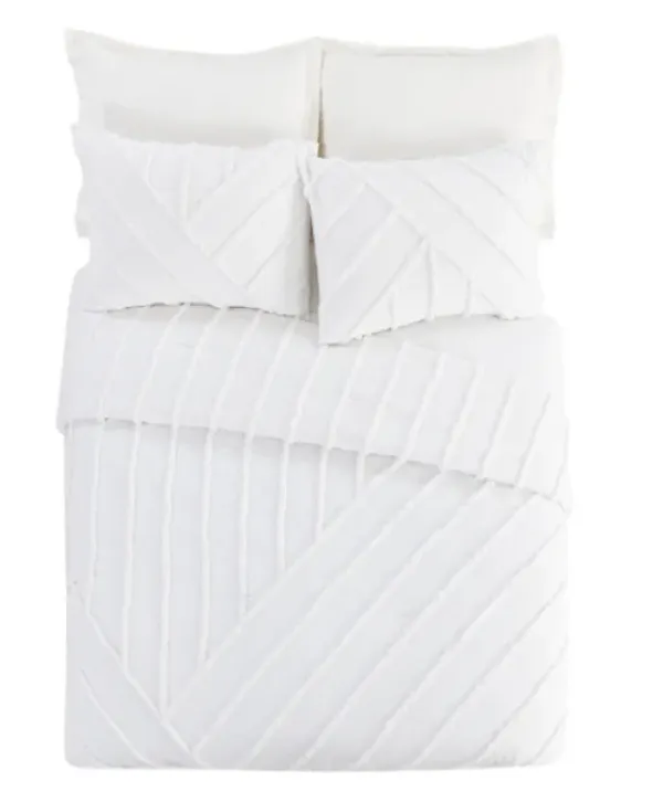Comforters-Kirkland's Home Chenille Chevron 3-Pc. King Comforter Set White