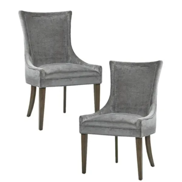 Dining Chairs-Kirkland's Home Chenille Curved Back Dining Chairs, Set Of 2 Gray
