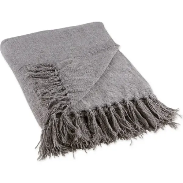 Blankets & Throws-Kirkland's Home Chenille Fringe Throw Gray
