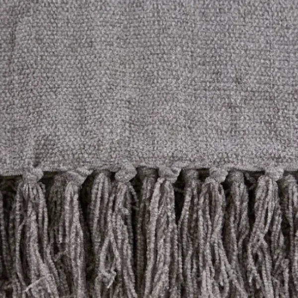 Blankets & Throws-Kirkland's Home Chenille Fringe Throw Gray