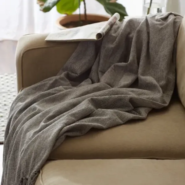 Blankets & Throws-Kirkland's Home Chenille Fringe Throw Gray