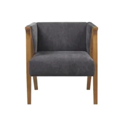 Accent Chairs-Kirkland's Home Chenille Geometric Frame Accent Chair Black