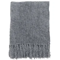 Blankets & Throws-Kirkland's Home Chenille Throw With Fringe Gray