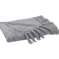 Blankets & Throws-Kirkland's Home Chenille Throw With Fringe Gray