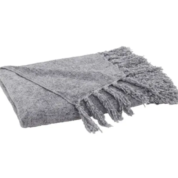 Blankets & Throws-Kirkland's Home Chenille Throw With Fringe Gray