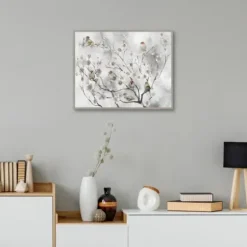 Canvas Art-Kirkland's Home Cherry Blossom Birds Framed Canvas Art Print Green/Red/White