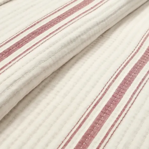 Quilts-Kirkland's Home Cherry Red Pick Stitch Stripe Queen Quilt Red/White