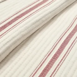 Quilts-Kirkland's Home Cherry Red Pick Stitch Stripe King Quilt Red/White