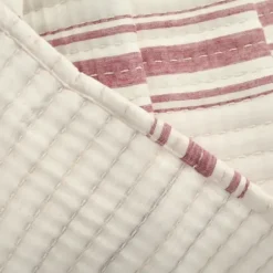Blankets & Throws-Kirkland's Home Cherry Red Pick Stitch Stripe Decorative Throw Red/White