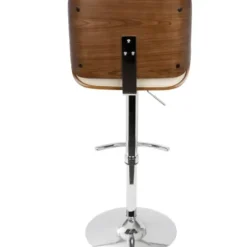 Bar Stools & Counter Height Stools-Kirkland's Home Cherry Wood And Cream Leather Vintage Barstool White