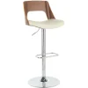 Bar Stools & Counter Height Stools-Kirkland's Home Cherry Wood And Leather Swivel Bar Stool Ivory