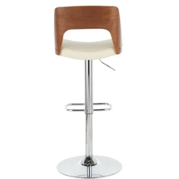 Bar Stools & Counter Height Stools-Kirkland's Home Cherry Wood And Leather Swivel Bar Stool Ivory