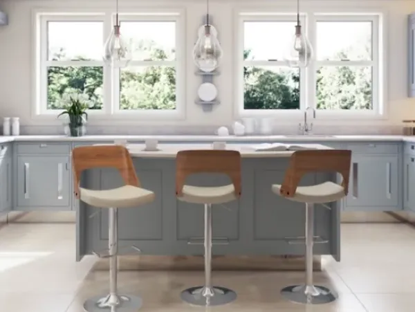 Bar Stools & Counter Height Stools-Kirkland's Home Cherry Wood And Leather Swivel Bar Stool Ivory