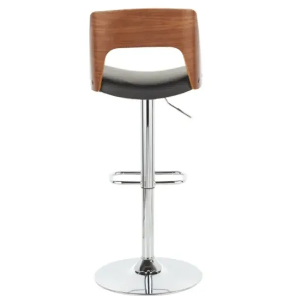 Bar Stools & Counter Height Stools-Kirkland's Home Cherry Wood And Leather Swivel Bar Stool Black