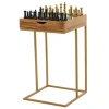 Accent & End Tables-Kirkland's Home Chess Top Wood C-Frame Accent Table Brown