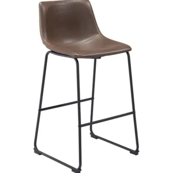 Bar Stools & Counter Height Stools-Kirkland's Home Chestnut Faux Leather Sloped Bar Stools, Set Of 2 Brown