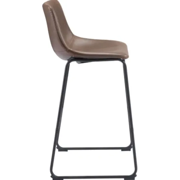 Bar Stools & Counter Height Stools-Kirkland's Home Chestnut Faux Leather Sloped Bar Stools, Set Of 2 Brown