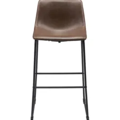 Bar Stools & Counter Height Stools-Kirkland's Home Chestnut Faux Leather Sloped Bar Stools, Set Of 2 Brown
