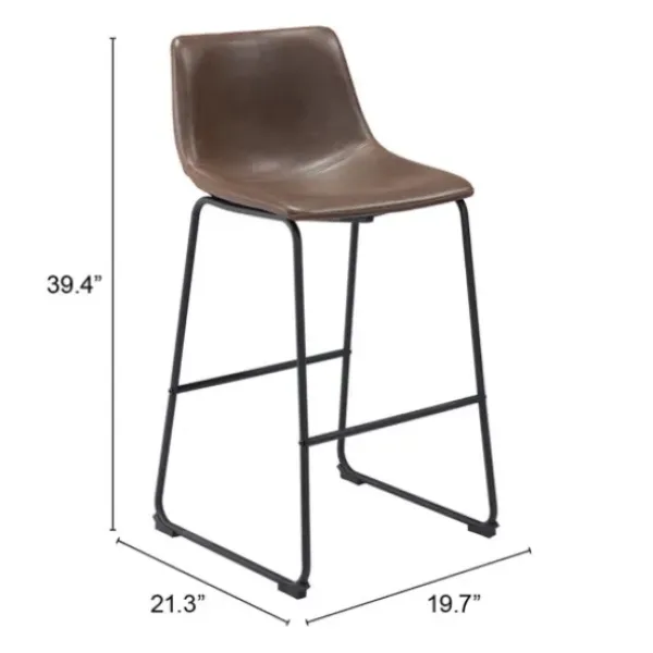 Bar Stools & Counter Height Stools-Kirkland's Home Chestnut Faux Leather Sloped Bar Stools, Set Of 2 Brown