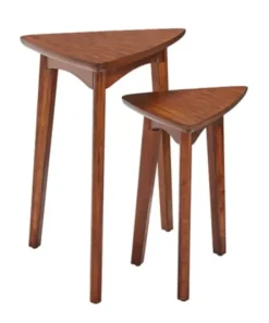Accent & End Tables-Kirkland's Home Chestnut Wood Triangular Accent Tables, Set Of 2 Brown