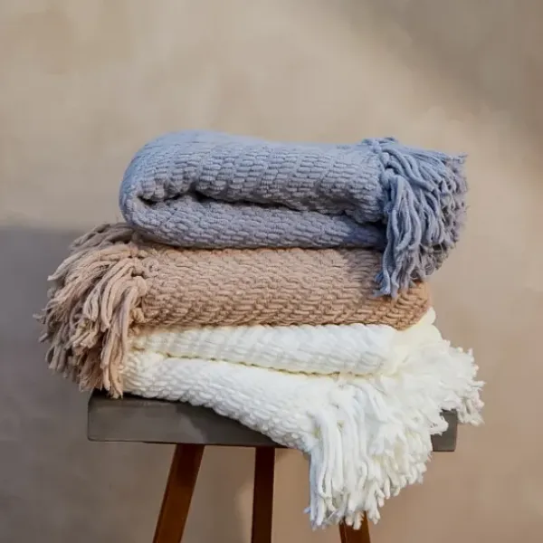 Blankets & Throws-Kirkland's Home Chevron Chenille Knit Throw Ivory