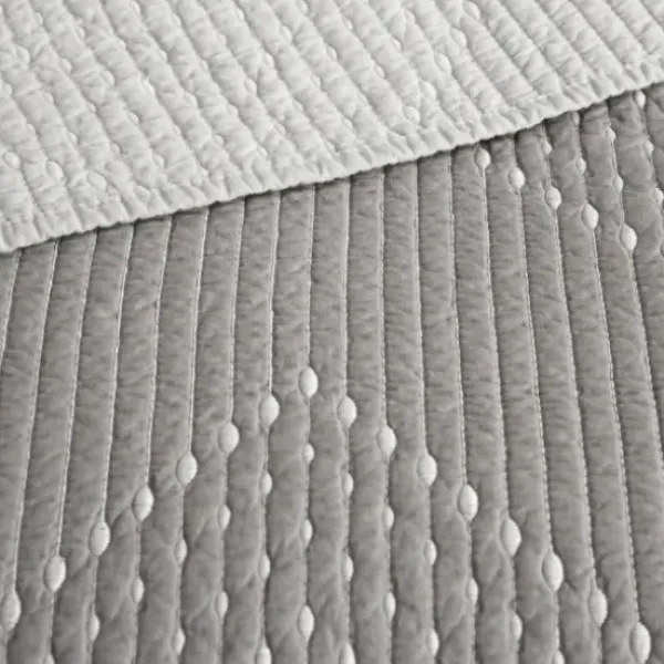 Bedspreads & Coverlets-Kirkland's Home Chevron Full/Queen 3-Pc. Coverlet Set Gray