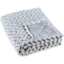 Blankets & Throws-Kirkland's Home Chevron Plush Throw Blue