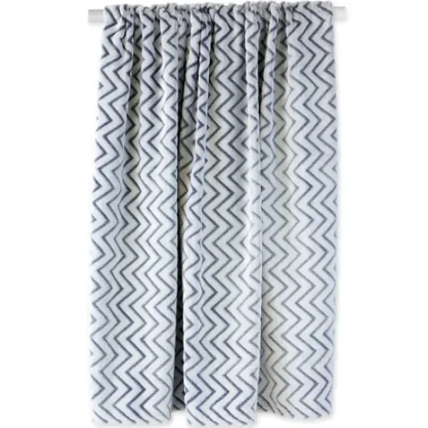 Blankets & Throws-Kirkland's Home Chevron Plush Throw Blue