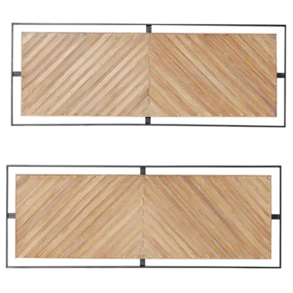 Wall Plaques-Kirkland's Home Chevron Wood Wall Plaques, Set Of 2 Brown