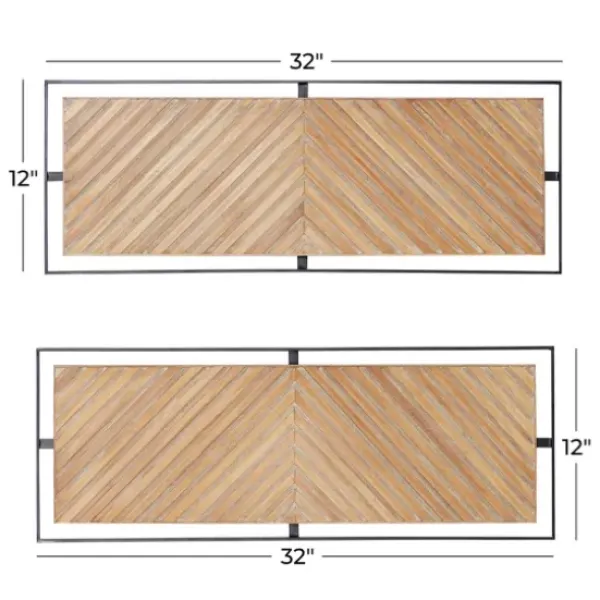 Wall Plaques-Kirkland's Home Chevron Wood Wall Plaques, Set Of 2 Brown