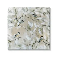 Canvas Art-Kirkland's Home Chickadee Birds On Branch Canvas Art Print, 24X24 Tan/White/Gray