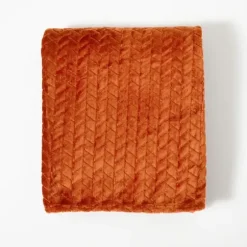 Blankets & Throws-Kirkland's Home Chili Heavenly Herringbone Plush Throw Orange