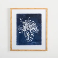 Framed Art-Kirkland's Home China Floral Framed Art Print Blue