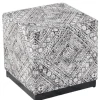 Benches & Ottomans-Kirkland's Home Chinle Velvet Cube Ottoman Black/White