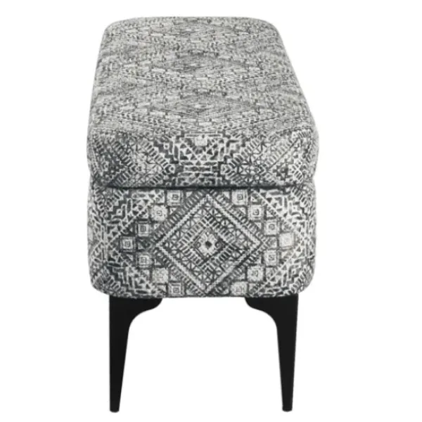 Benches & Ottomans-Kirkland's Home Chinle Velvet Storage Bench Black/White