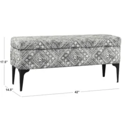 Benches & Ottomans-Kirkland's Home Chinle Velvet Storage Bench Black/White