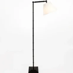 Floor Lamps-Kirkland's Home Chloe Black Grooved Floor Lamp White