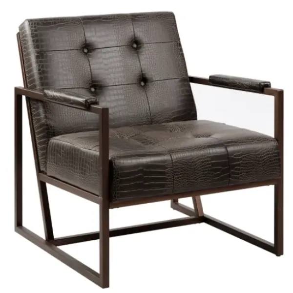 Accent Chairs-Kirkland's Home Chocolate Walden Faux Leather Accent Chair Brown