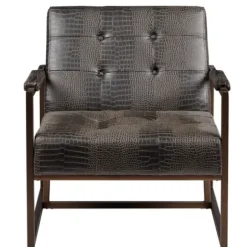 Accent Chairs-Kirkland's Home Chocolate Walden Faux Leather Accent Chair Brown