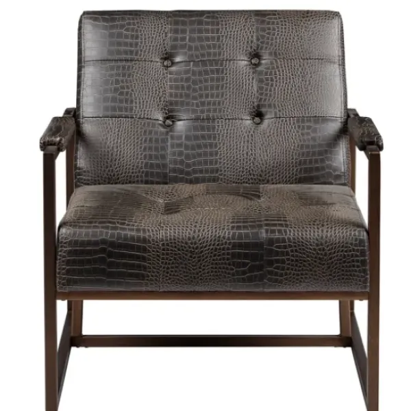 Accent Chairs-Kirkland's Home Chocolate Walden Faux Leather Accent Chair Brown