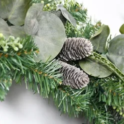 Wreaths-Kirkland's Home Christmas Eucalyptus Pine Mix Pre-Lit Wreath Green