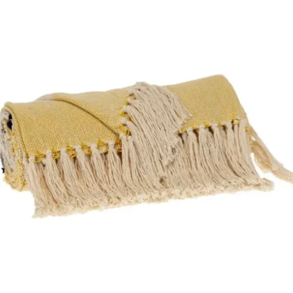 Blankets & Throws-Kirkland's Home Chunky Stitch Cotton Throw Yellow