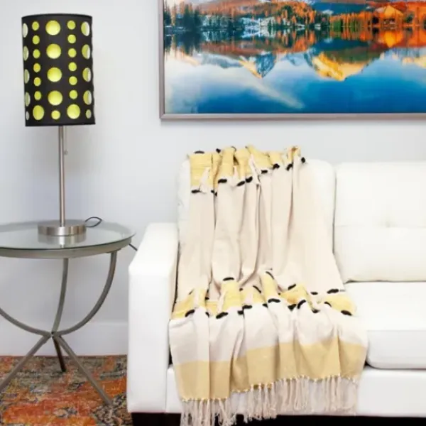 Blankets & Throws-Kirkland's Home Chunky Stitch Cotton Throw Yellow