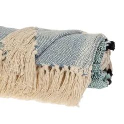 Blankets & Throws-Kirkland's Home Chunky Stitch Cotton Throw Blue