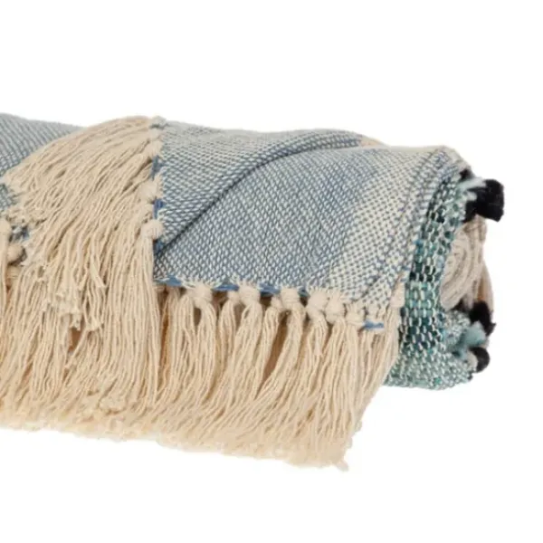 Blankets & Throws-Kirkland's Home Chunky Stitch Cotton Throw Blue
