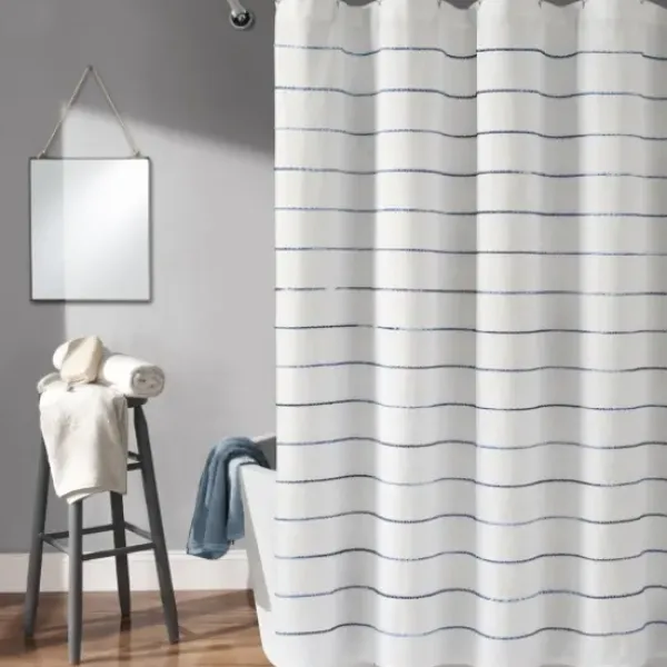 Shower Curtains-Kirkland's Home Ciel Tassel Shower Curtain White