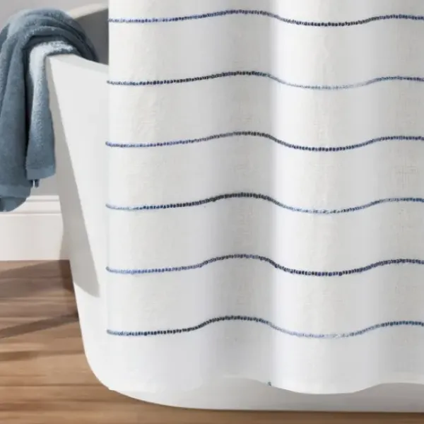 Shower Curtains-Kirkland's Home Ciel Tassel Shower Curtain White