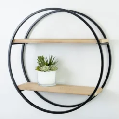 Shelves-Kirkland's Home Circle Double Wood Wall Shelf, 25 In.